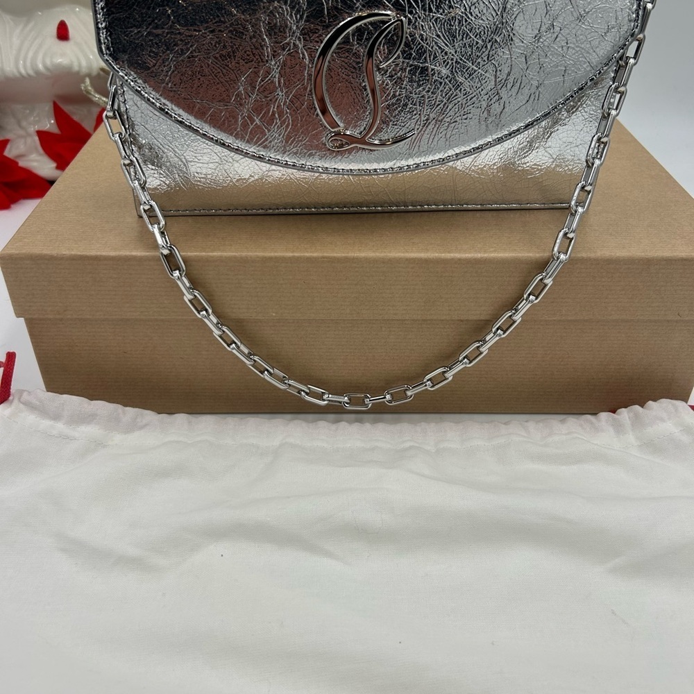 Women's Christian Louboutin, LOUBI54 clutch/shoulder bag with chain made Italy - Picture 3 of 15